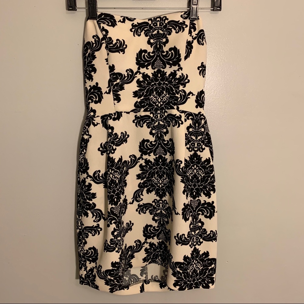 Black and White Strapless Dress